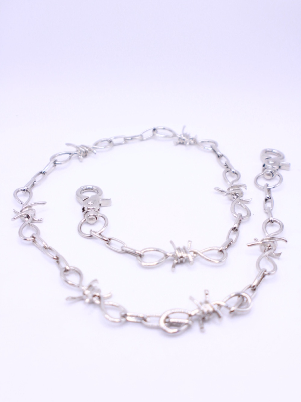 Silver tone Barbed Wire Link Purse chain 28”